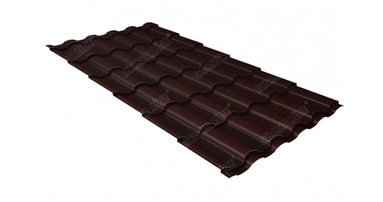 Металлочерепица кредо GL 0,5 Quarzit RAL 8017 шоколад