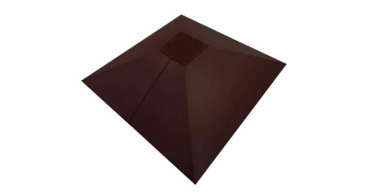 Колпак на столб под фонарь 390х390мм 0,5 GreenCoat Pural Matt с пленкой RR 887 шоколадно-коричневый