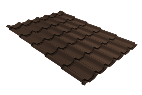 Металлочерепица классик Grand Line 0.5 Drap TX цвет RAL 8017 шоколад